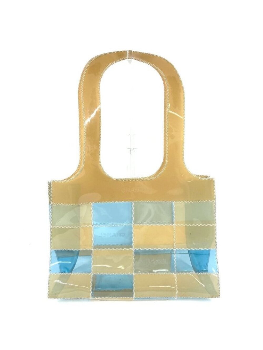 Chanel Shoulder Bag Patchwork Vinyl Beige